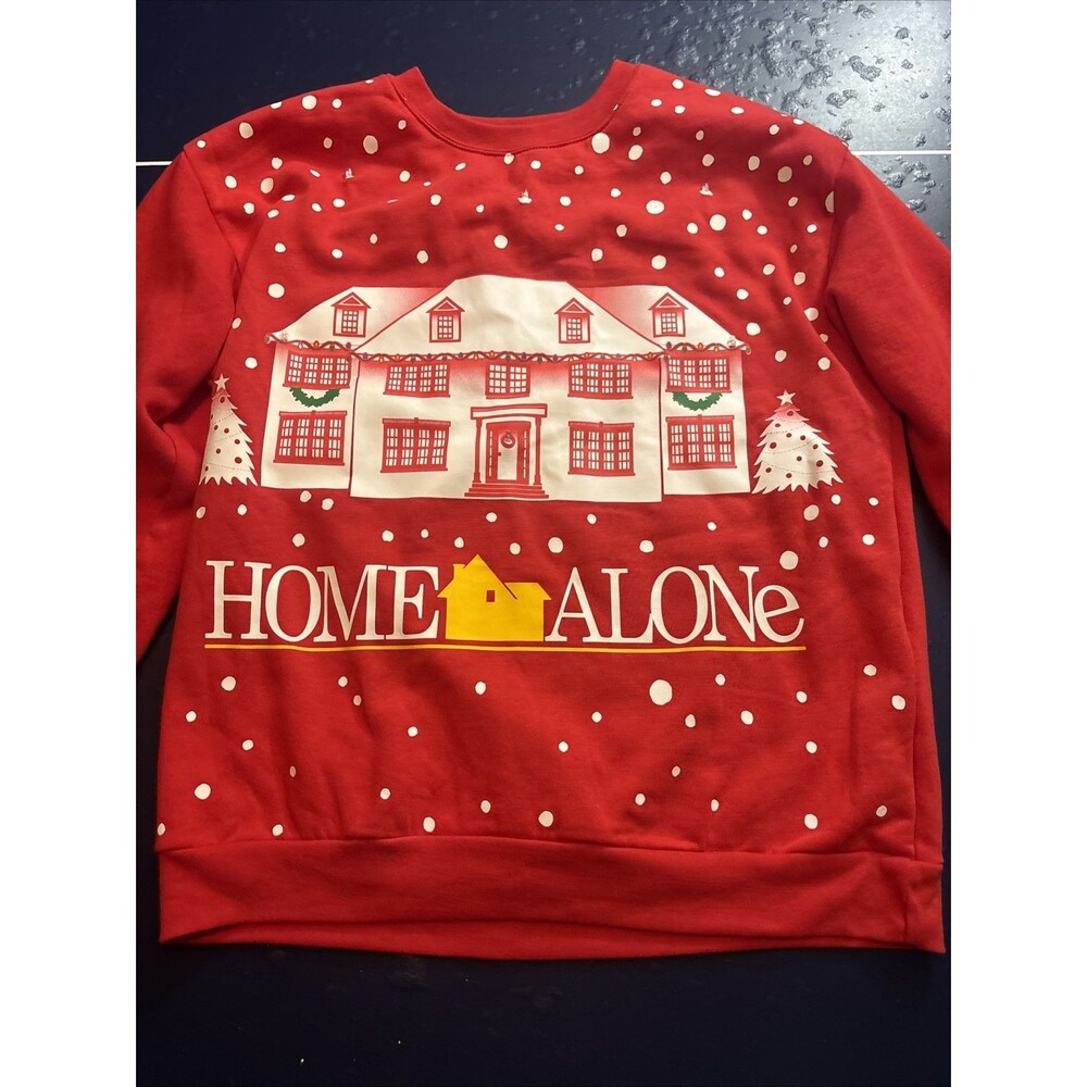 Home Alone Movie Ugly Christmas Sweater Red XL Snow House With Working Lights - Picture 2 of 9